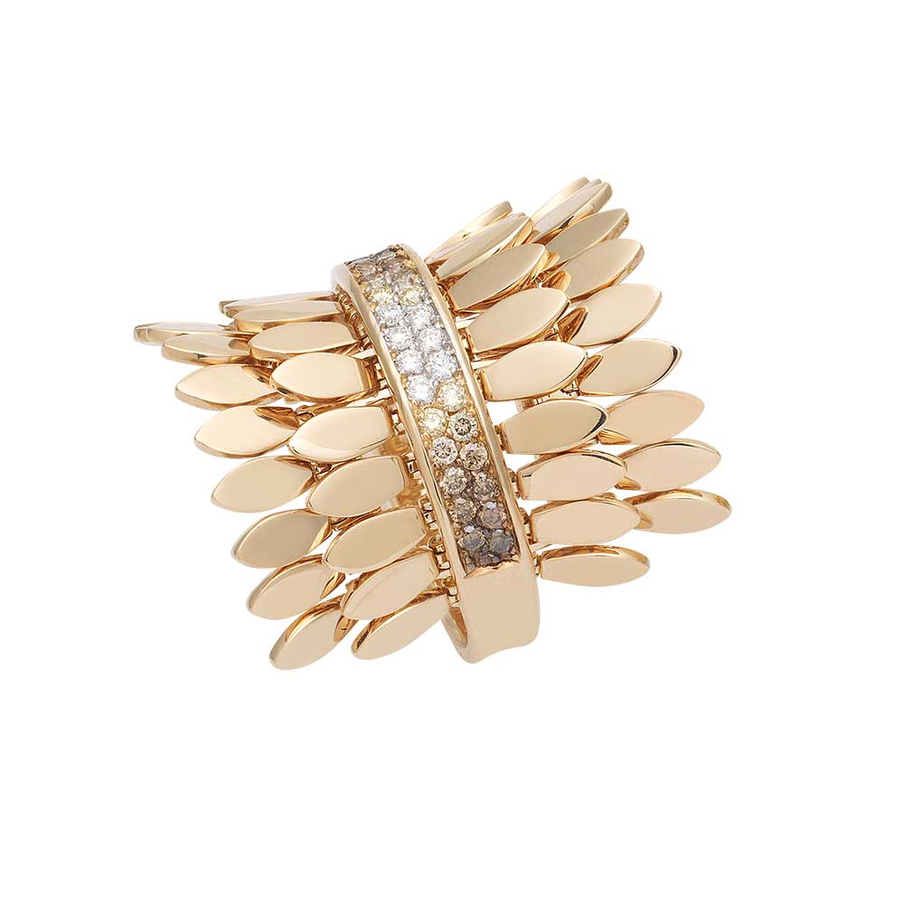 SPETTINATO DOUBLE ROSE GOLD RING