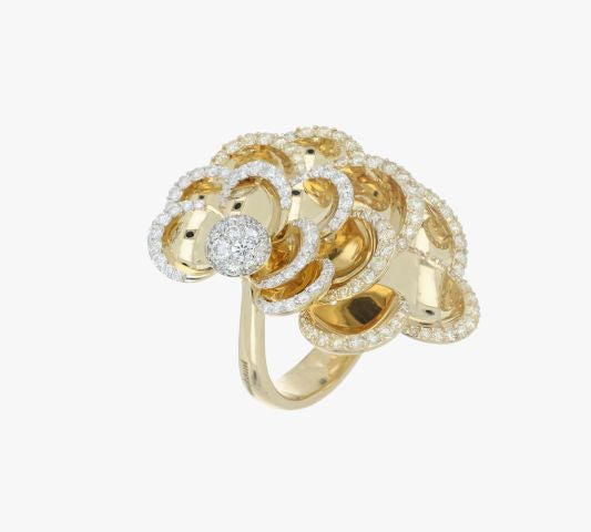 PETALS YELLOW GOLD BIG RING