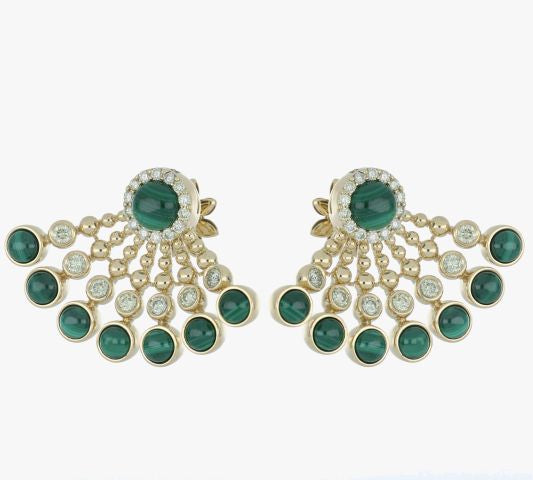 BUBBLES RAGGI YELLOW GOLD AND MALACHITE EARRINGS