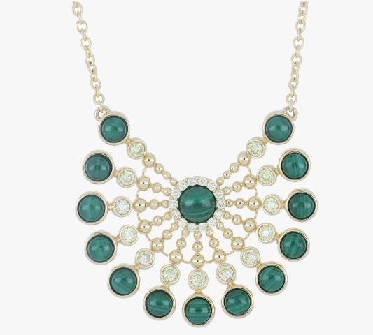 BUBBLES RAGGI YELLOW GOLD AND MALACHITE PENDANT