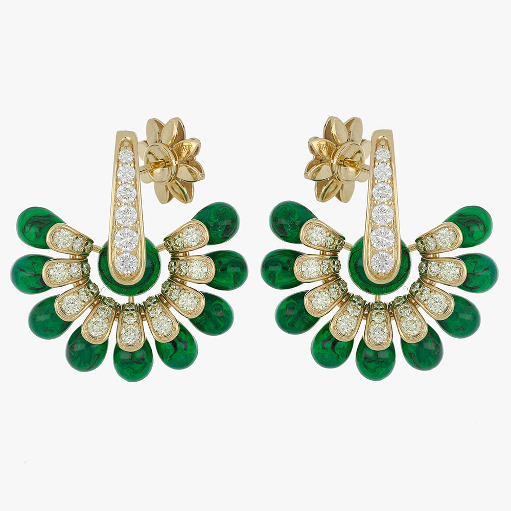 ALLEGRA GREEN ENAMEL FLOWER EARRINGS