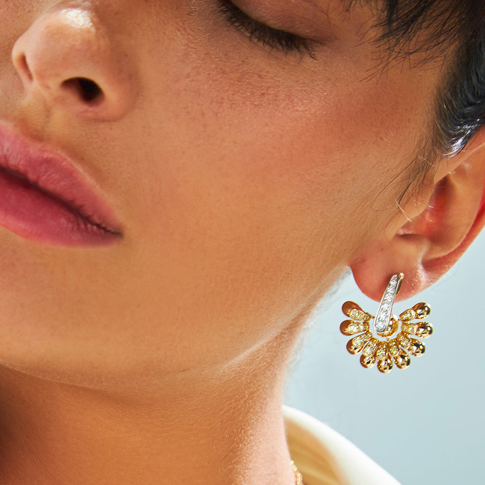 ALLEGRA YELLOW GOLD FLOWER EARRINGS