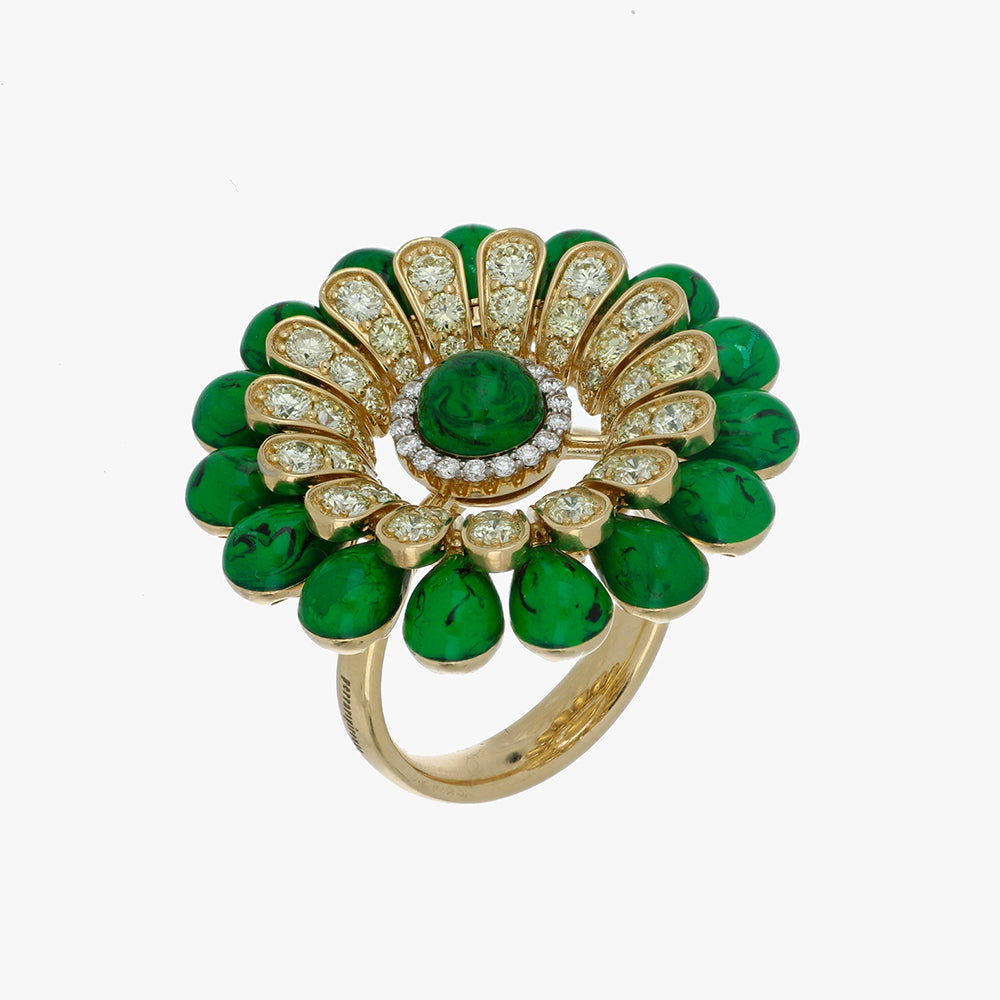 ALLEGRA GREEN ENAMEL FLOWER RING