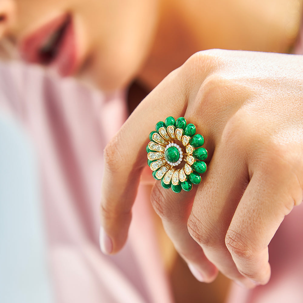 ALLEGRA GREEN ENAMEL FLOWER RING