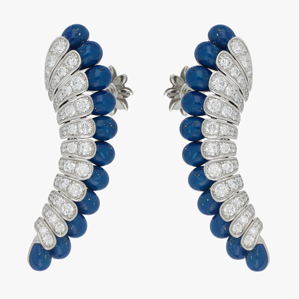 ALLEGRA LONG BLUE ENAMEL EARRINGS