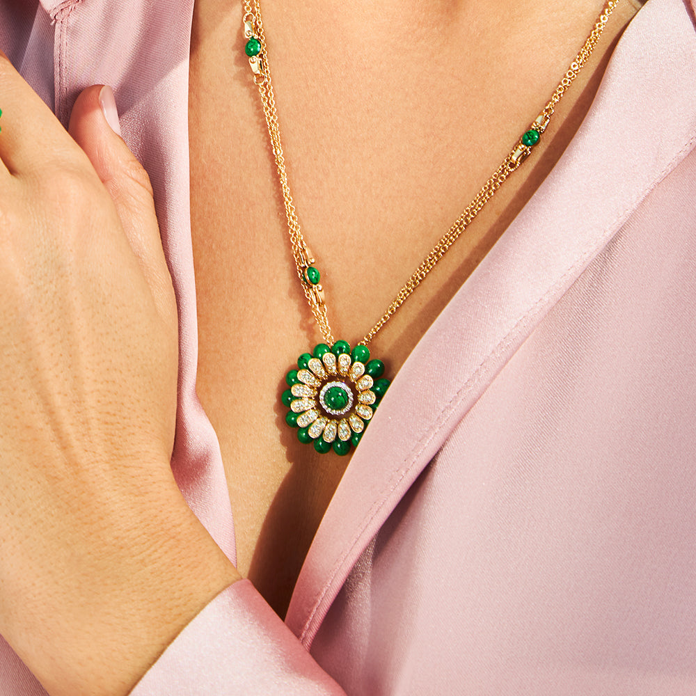 ALLEGRA BIG GREEN ENAMEL FLOWER PENDANT