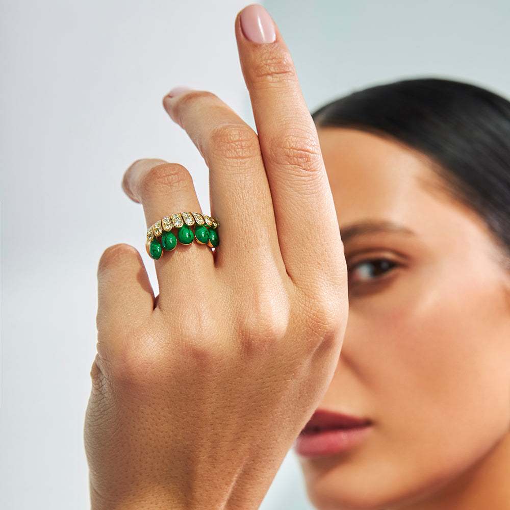 ALLEGRA SMALL GREEN ENAMEL RING