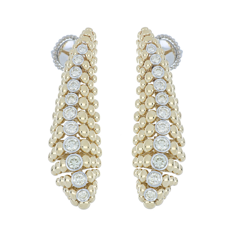 BUBBLES LONG YELLOW GOLD EARRINGS