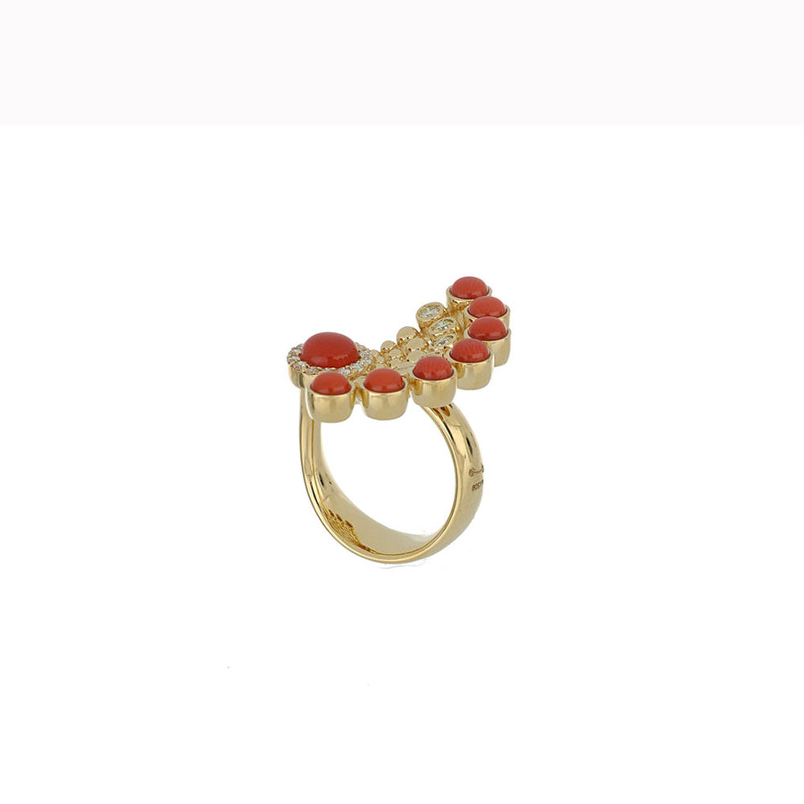 BUBBLES RAGGI YELLOW GOLD AND CORAL RING