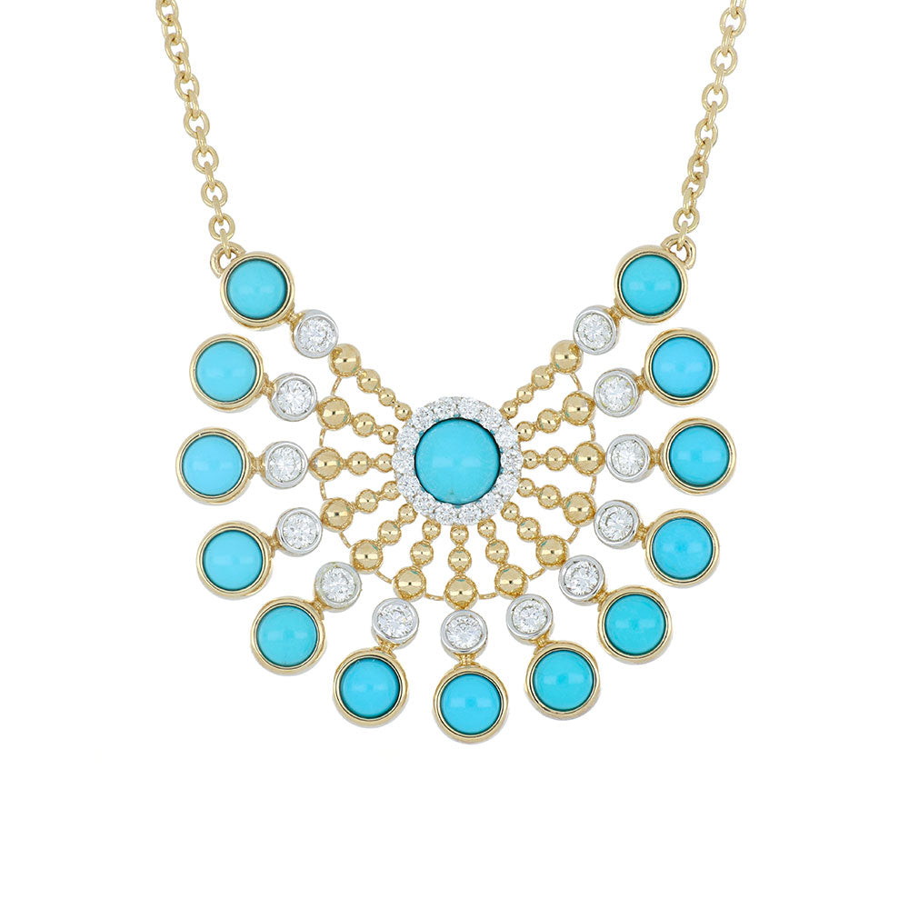 BUBBLES RAGGI YELLOW GOLD AND TURQUOISE PENDANT