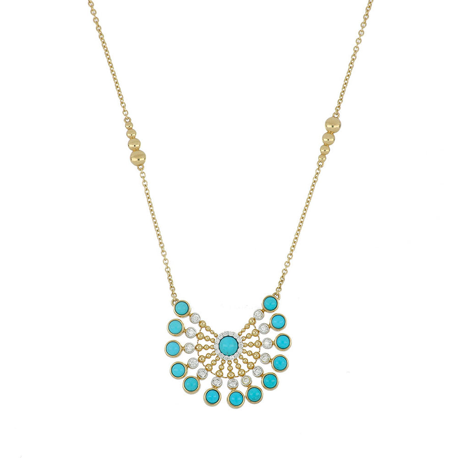 BUBBLES RAGGI YELLOW GOLD AND TURQUOISE PENDANT