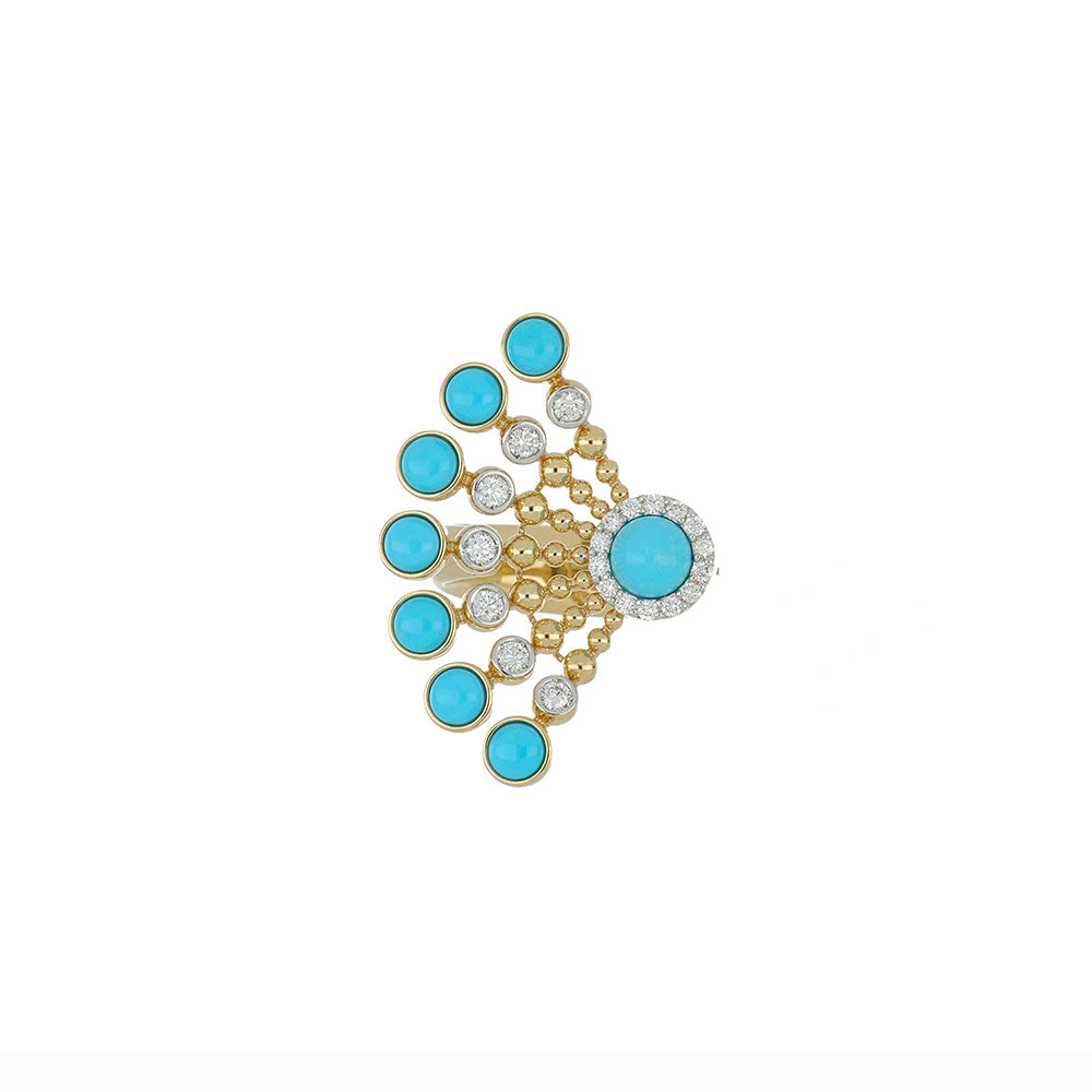 BUBBLES RAGGI YELLOW GOLD AND TURQUOISE RING