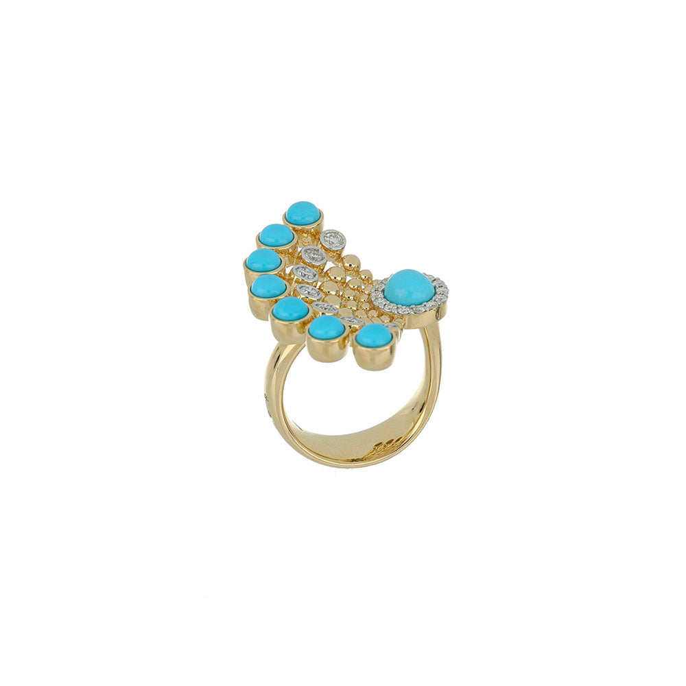 BUBBLES RAGGI YELLOW GOLD AND TURQUOISE RING