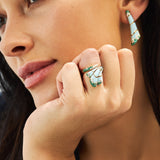 FOULARD SMALL TURQUOISE AND EMERALDS RING