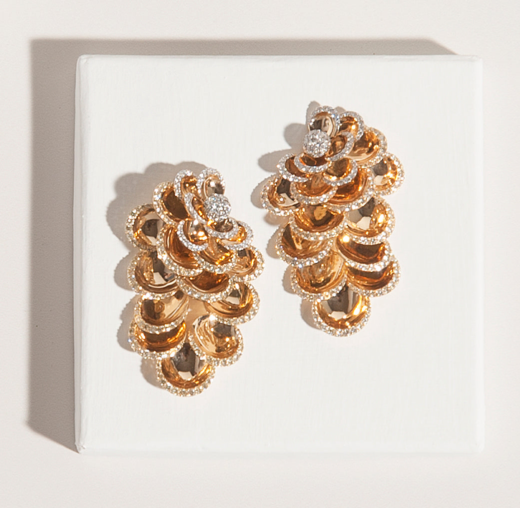 PETALS BIG YELLOW GOLD EARRINGS