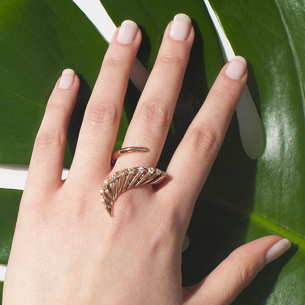 SOFFIO LONG ROSE GOLD RING