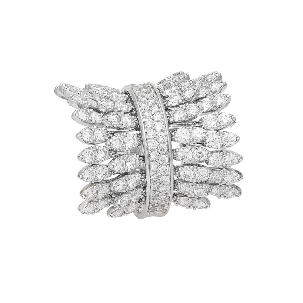 SPETTINATO WHITE GOLD PAVÉ DOUBLE RING