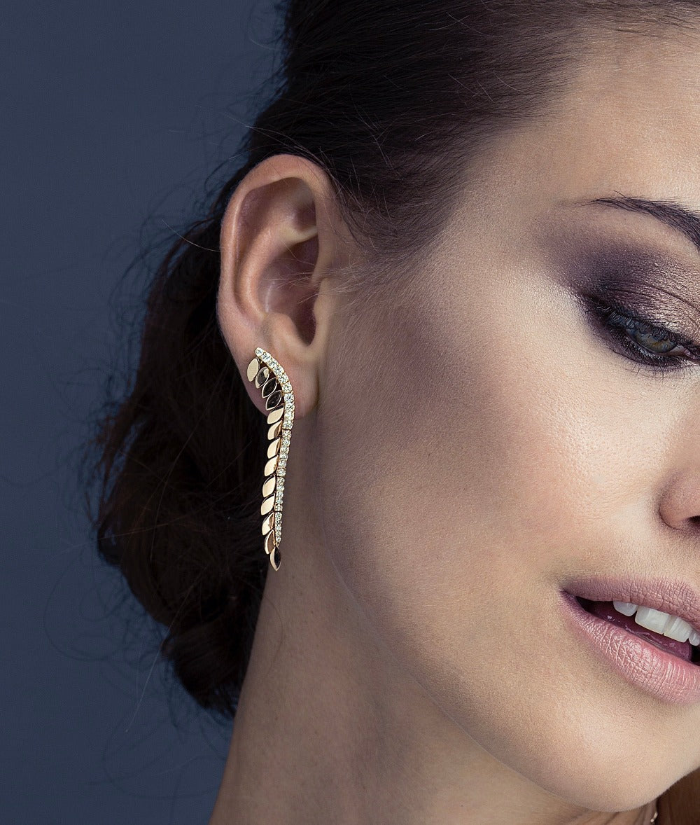 SPETTINATO LONG ROSE GOLD EARRINGS